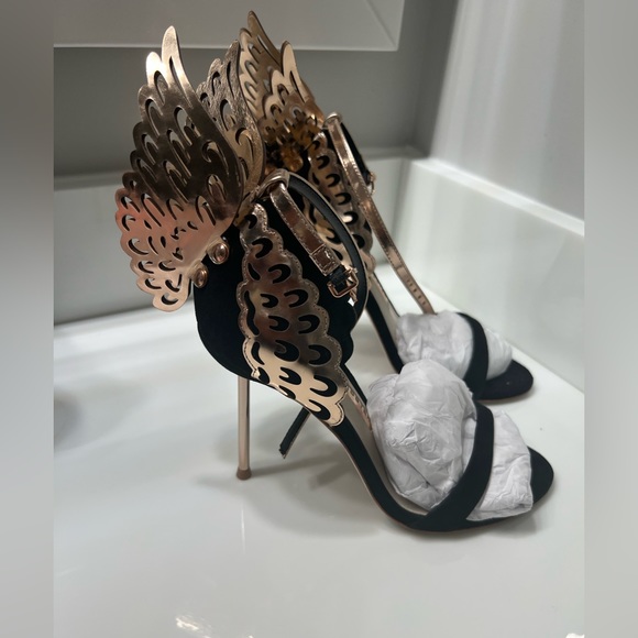 Sophia Webster Sleek black suede sandal with rose gold ankle strap - Picture 1 of 9